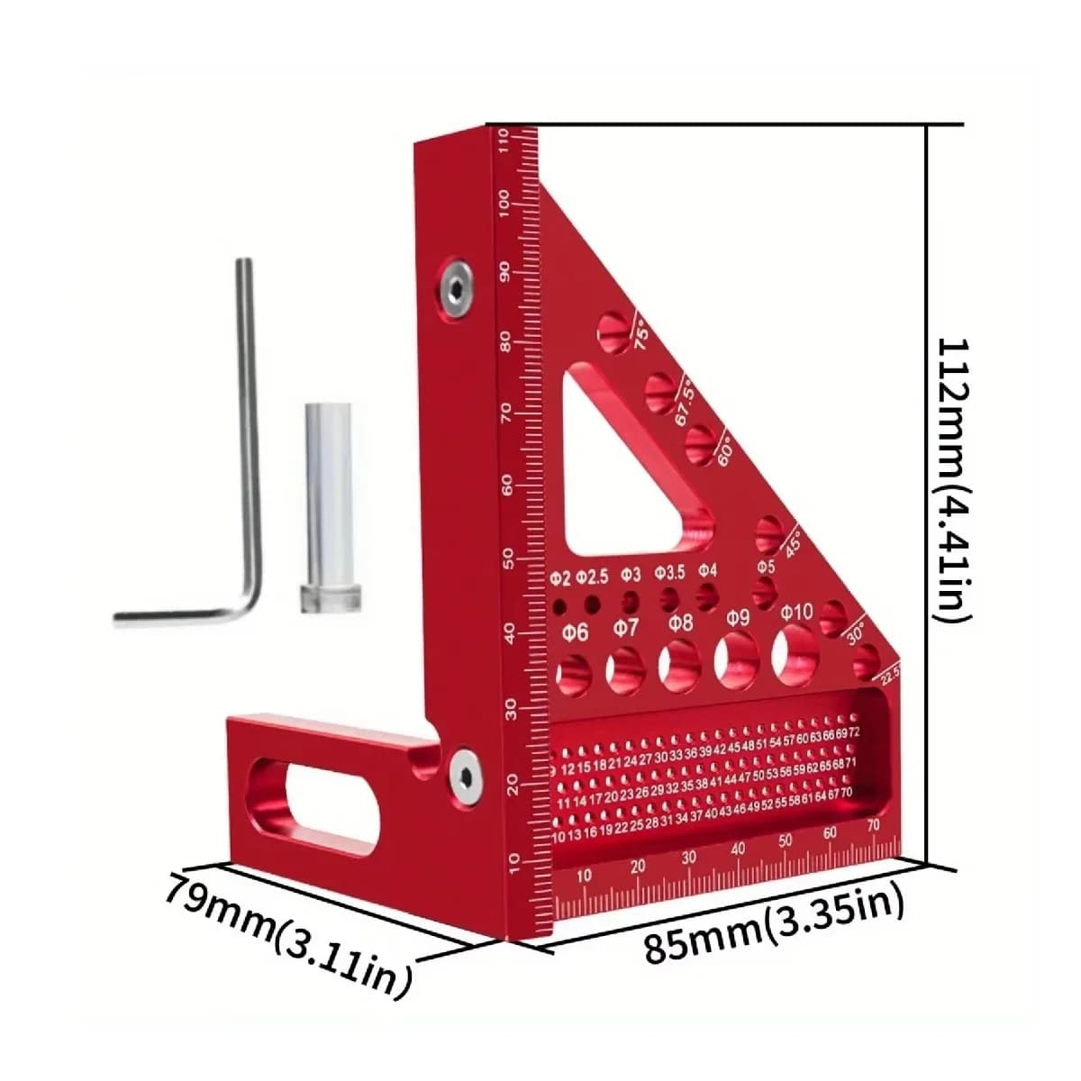 Rozšířené 3D úhloměr s čepem pro měření více úhlů