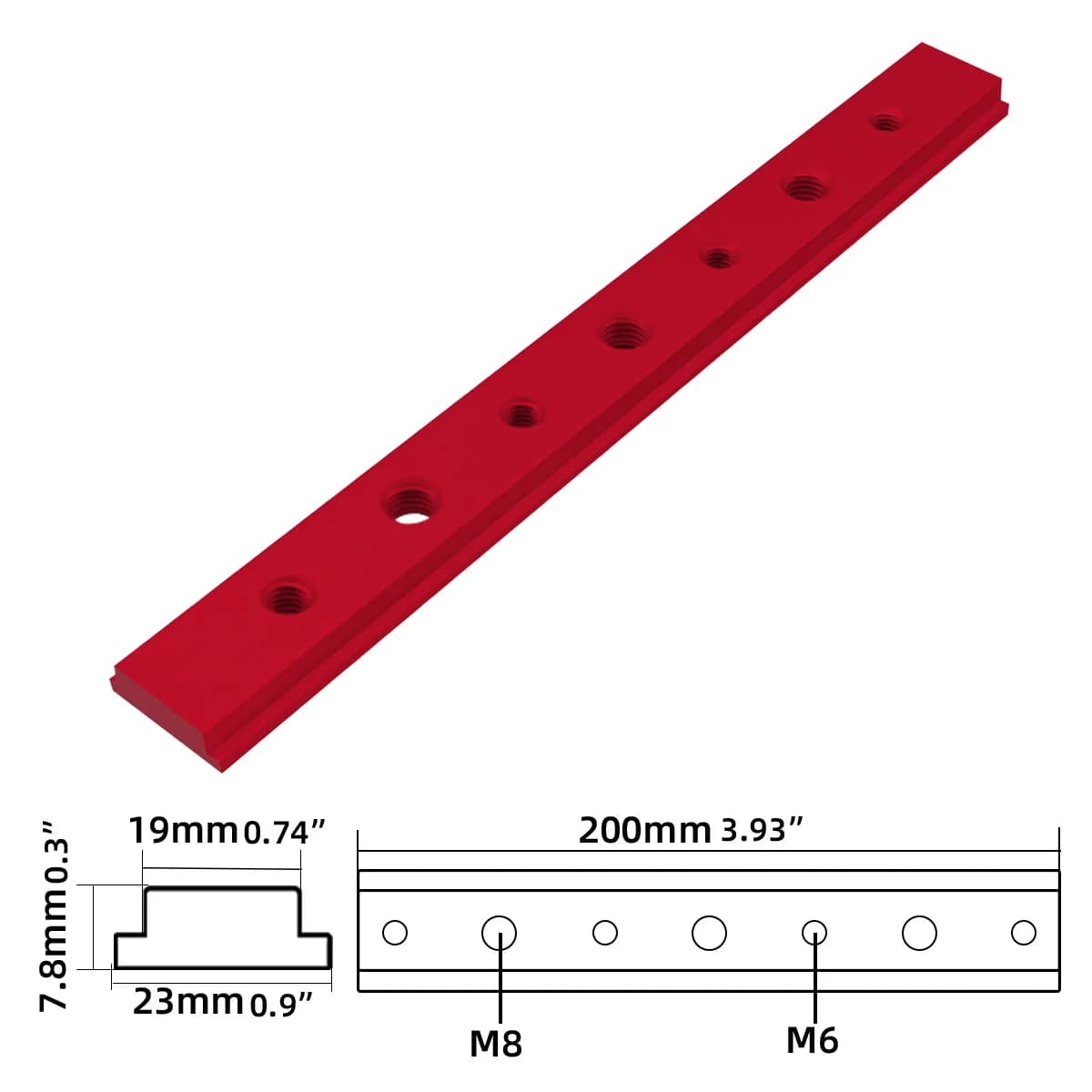 Aluminiový posuvník do T-drážky 200 mm pro pokosovou pilu