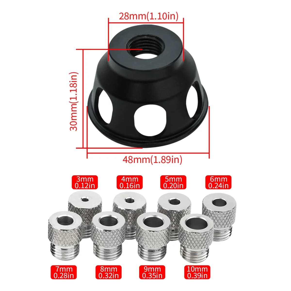 Sada vodítek pro svislé vrtání z hliníku, 3-10 mm