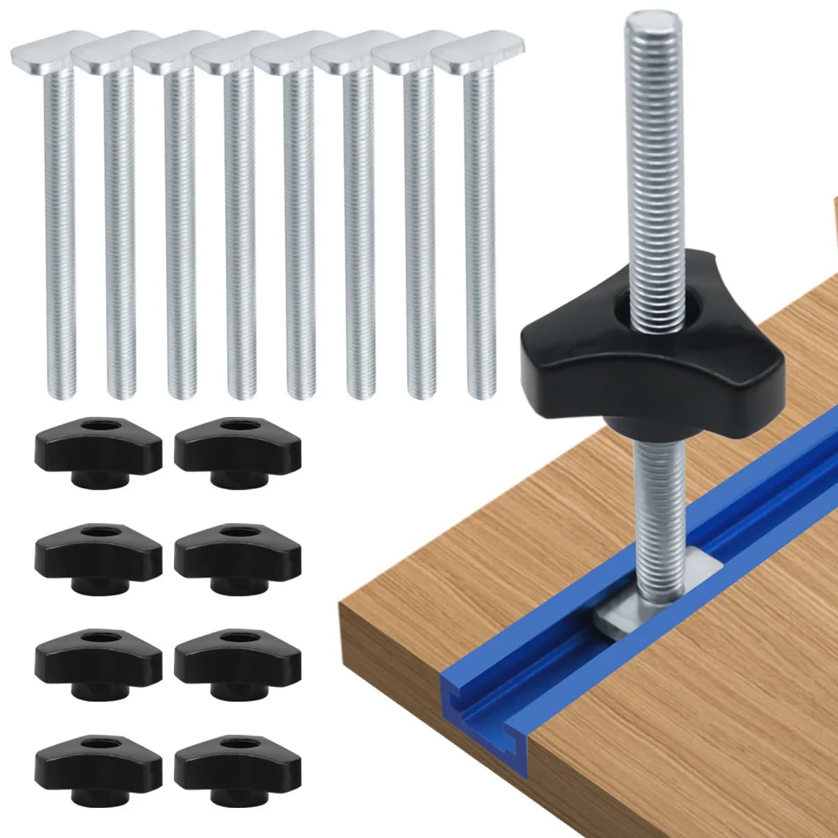 Sada 8 ks T-kotvy s knoflíkem pro 1/4" T-drážku