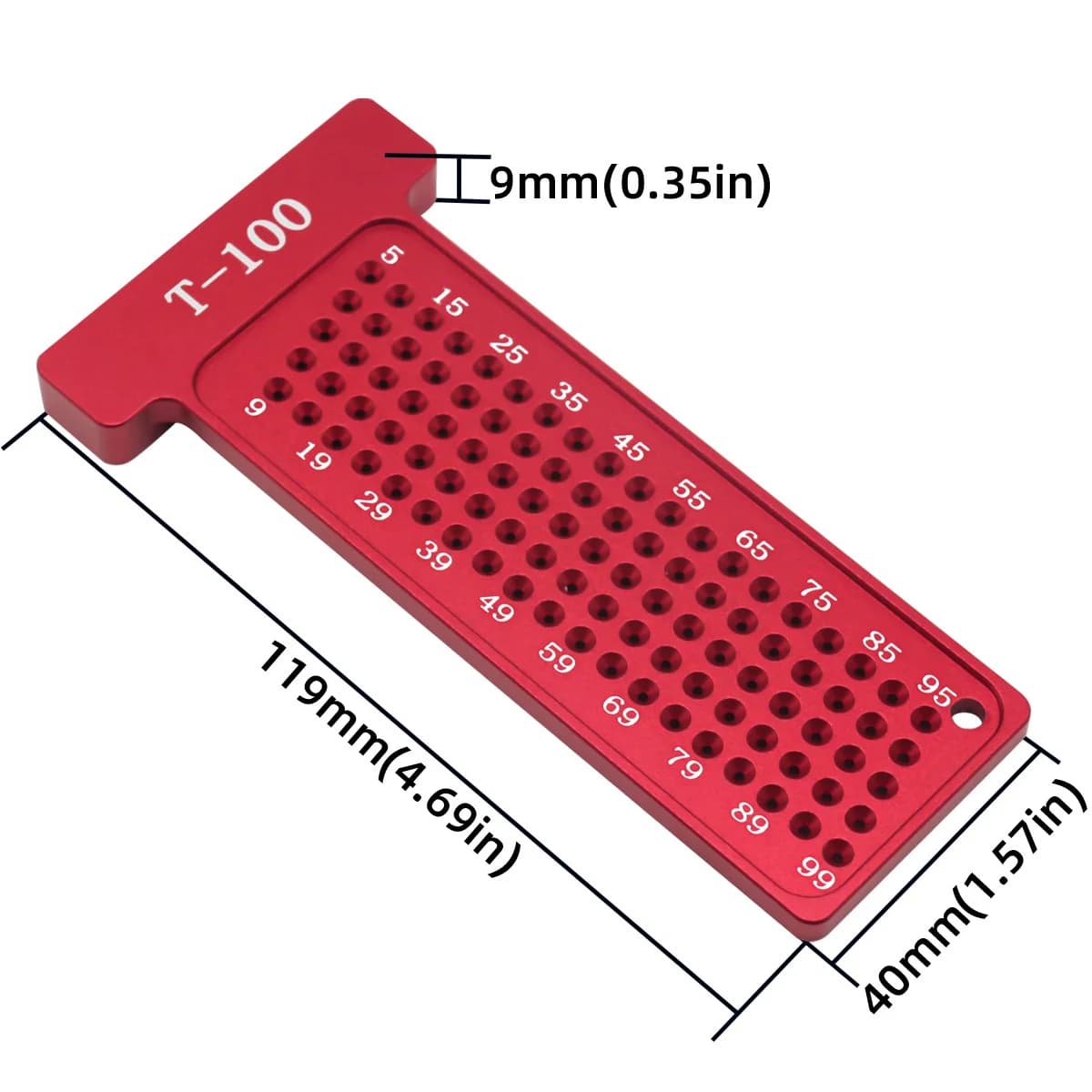 Přesné T-pravidlo 100 mm s rýsovacími měřítky (metrické)