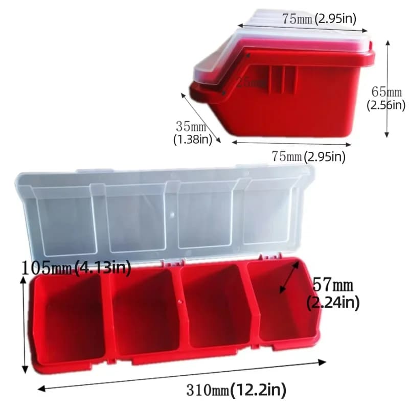 Plastový box na uskladnění drobného materiálu s víkem na šikmé spojení
