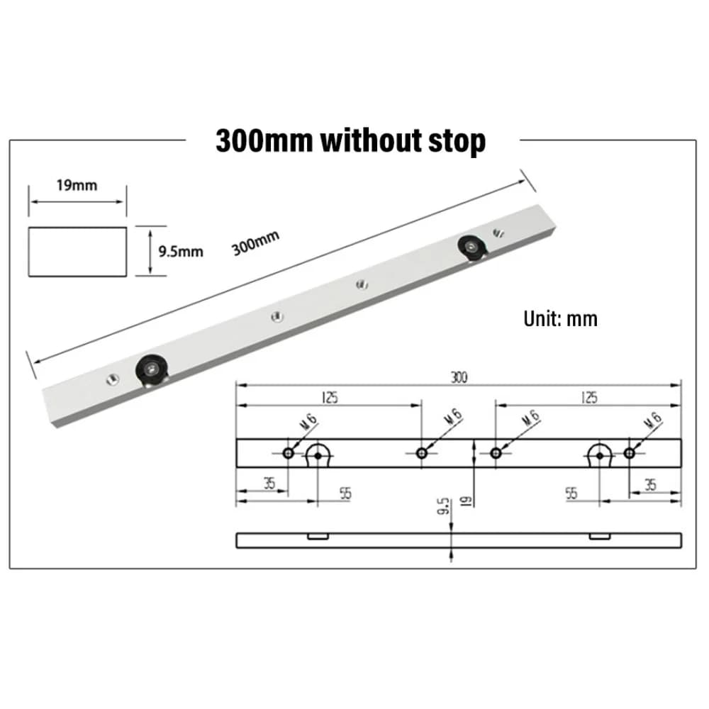 Aluminum Miter Bar Slider for T-Slot, 300/450/650mm