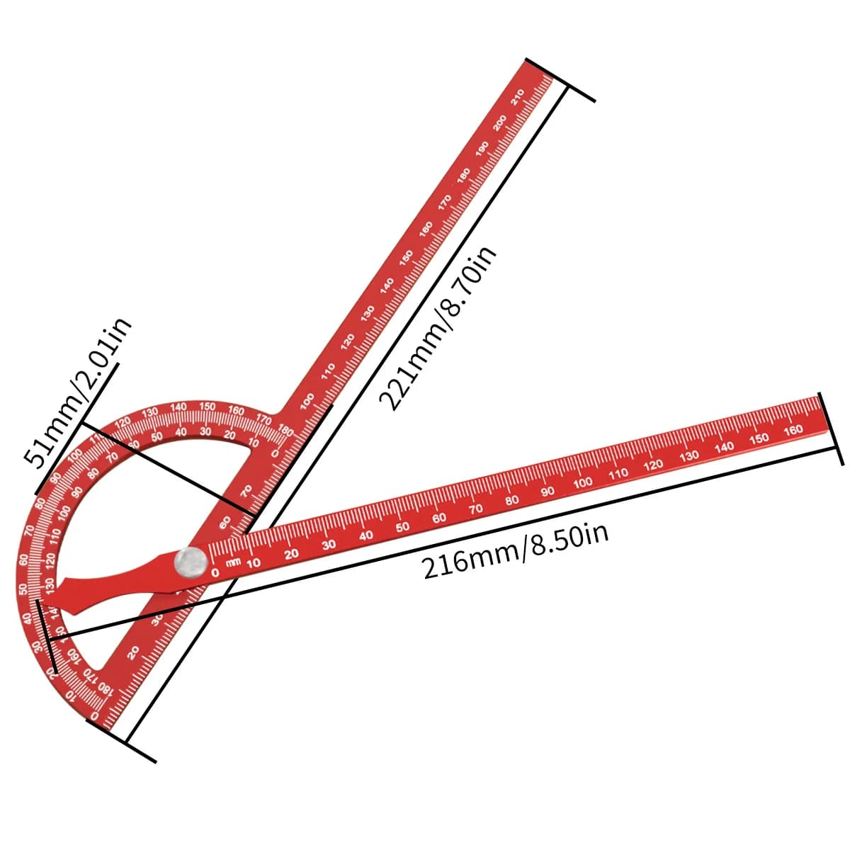 Nastavitelný úhloměr pro truhlářství, 221 mm