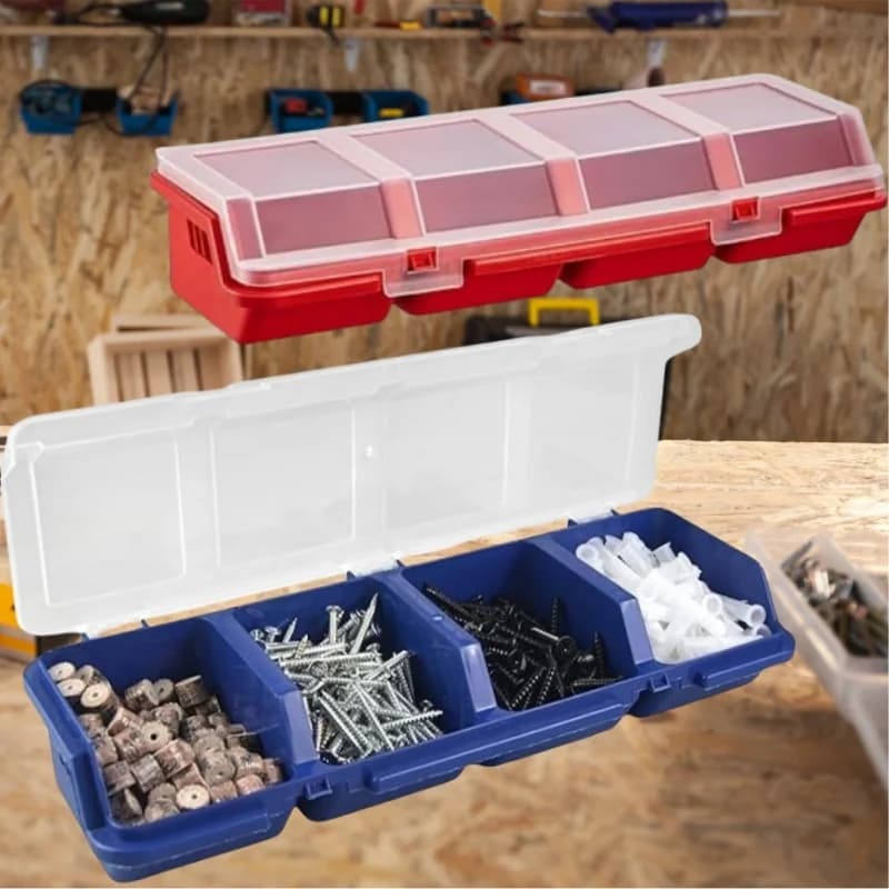 Plastový box na uskladnění drobného materiálu s víkem na šikmé spojení