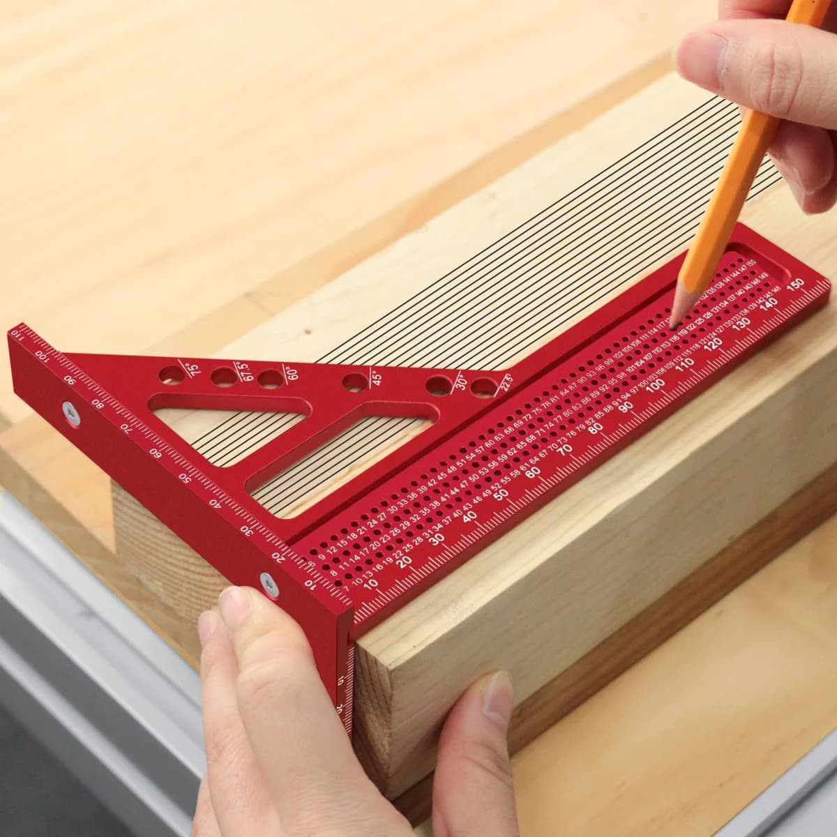 Prodloužený 3D úhlový tesařský úhelník s transportérem