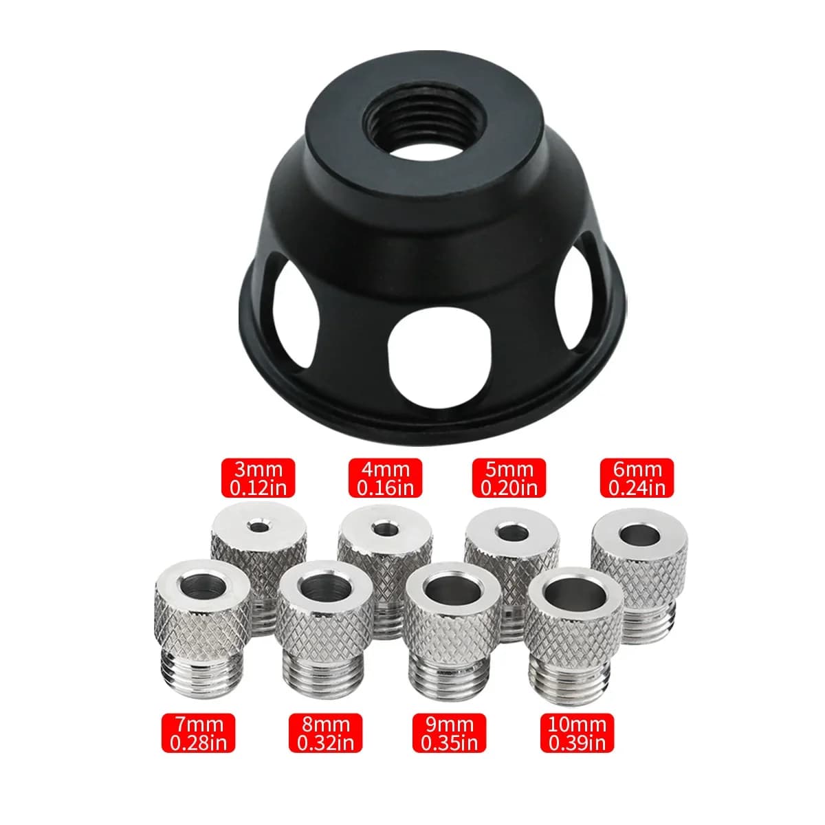 Sada vodítek pro svislé vrtání z hliníku, 3-10 mm